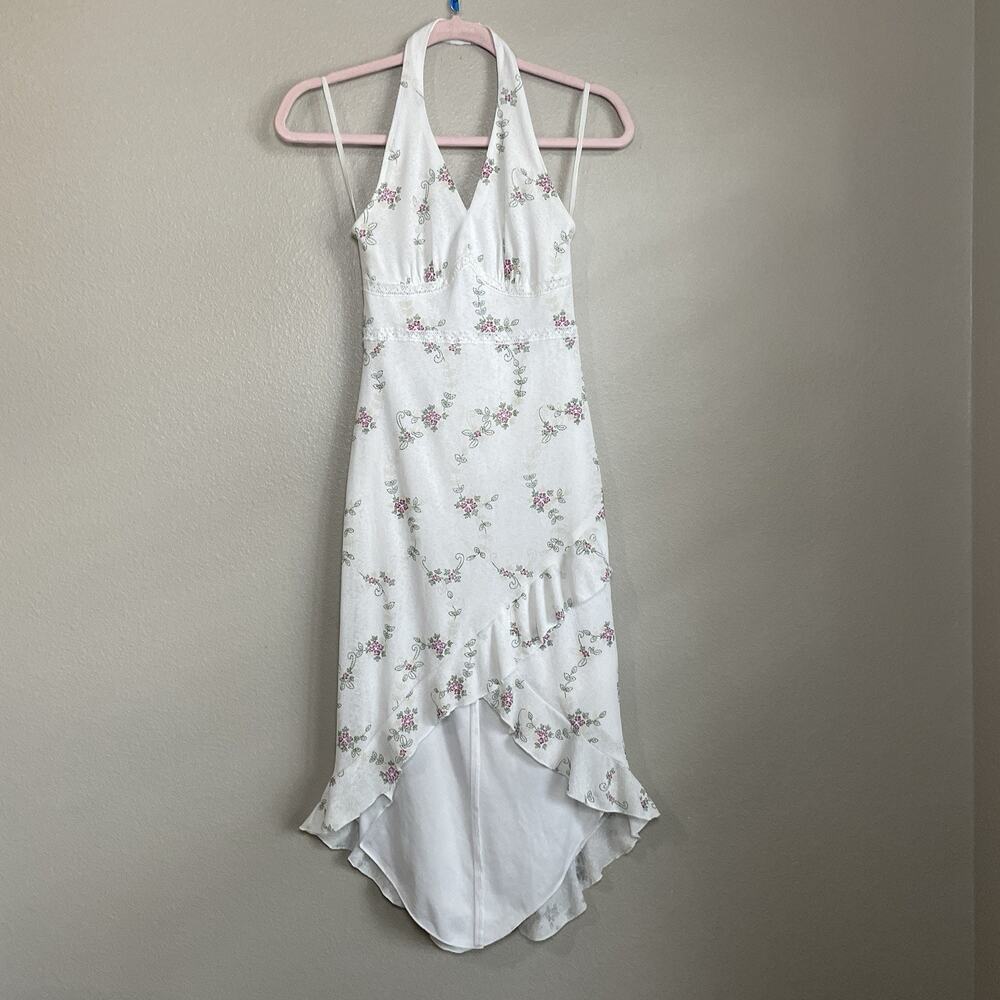 Rampage Y2K Hi-Low Dress Sz Small White Floral Babydoll Coquette Romantic Girly